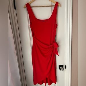 Express Square Neck Wrap Sheath Dress Red Medium